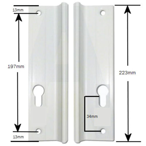 Mila Fearless UPVC Inline Sliding Patio Door Handle 197mm Screw Centres Pair