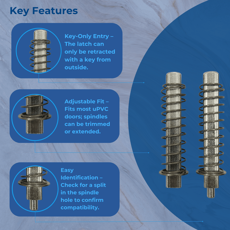 Winkhaus Upvc Split Spindle Pack Door Handle and Door Lock for Key Only Entry
