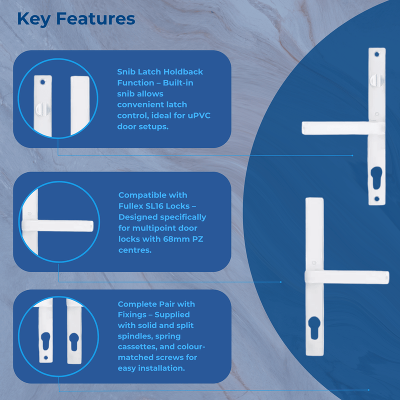 Hoppe Fullex Lever/Lever uPVC Multipoint Door Handles with Snib – 68mm PZ, Sprung, 215mm Screw Centres