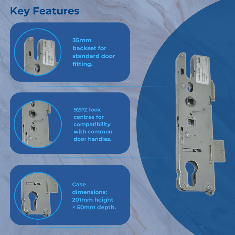 Replacement Roto Upvc Door Lock Gearbox Multi Point 35mm 92mm