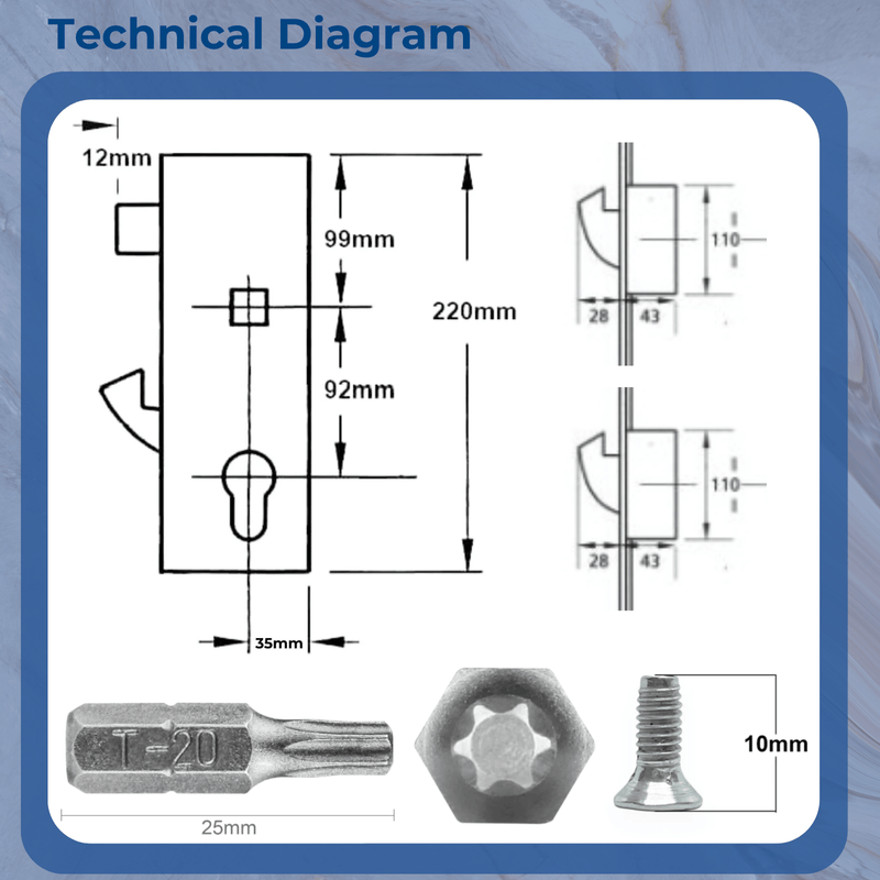 Refurbishment Kit ERA 2 Big Hook Multipoint Door Lock Repair Latch & Hookbolt– uPVC & Composite Doors- 35mm