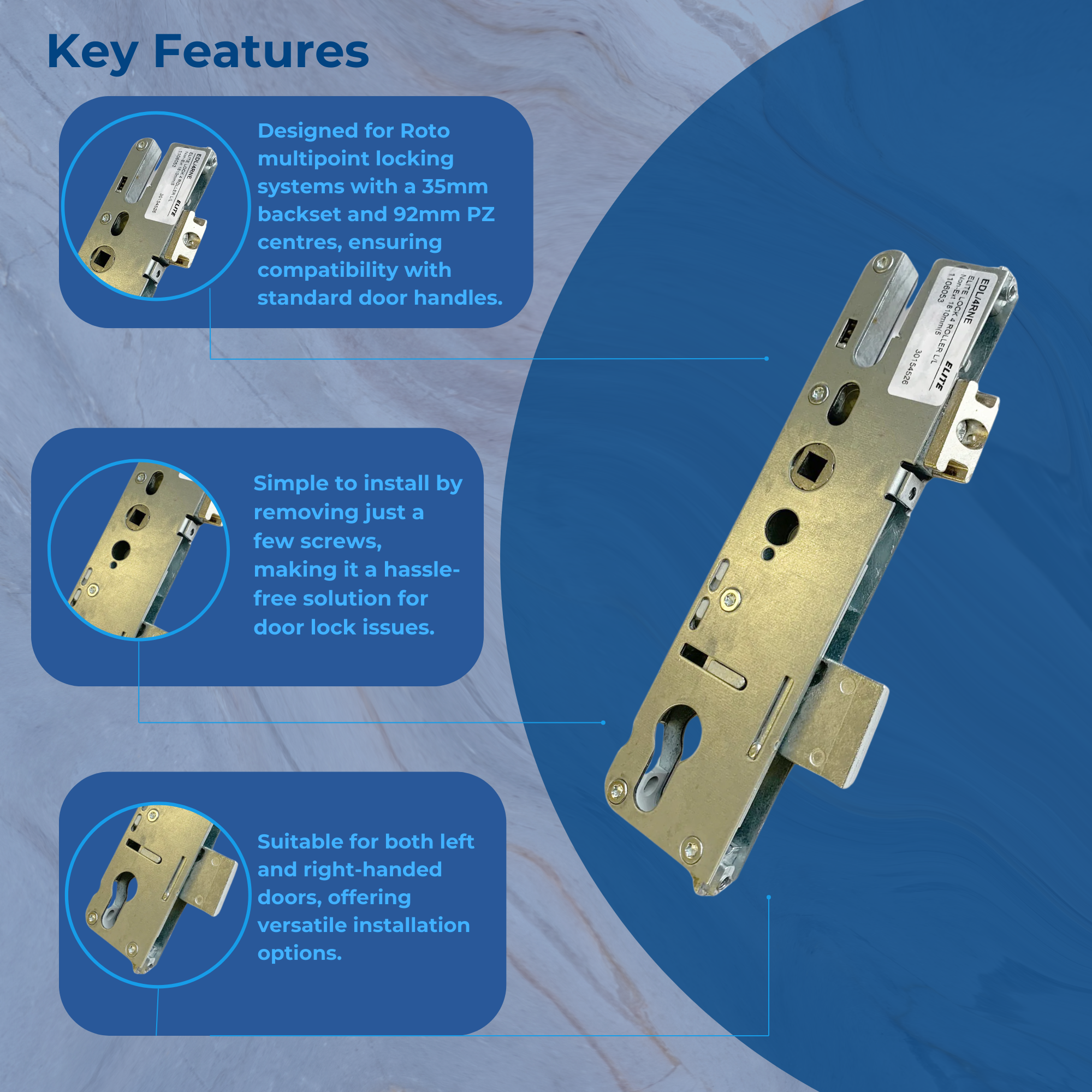 Replacement Roto Upvc Single Spindle Door Lock Gearbox Multi Point 35m ...