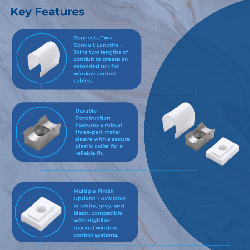 Highline 3-Piece Cable Conduit Saddle Bracket – Secure Mounting for Window Control Systems