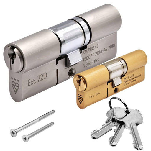 TS007 3 Star Euro Key Key Cylinder Lock – UPVCSTORE Anti-Snap BSI Kitemarked Key & Key Door Barrel, High Security for UPVC Composite Doors, 3 Keys