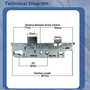 GU Gearbox Door Lock Centre Case Old Style Replacement uPVC Mechanism 35mm