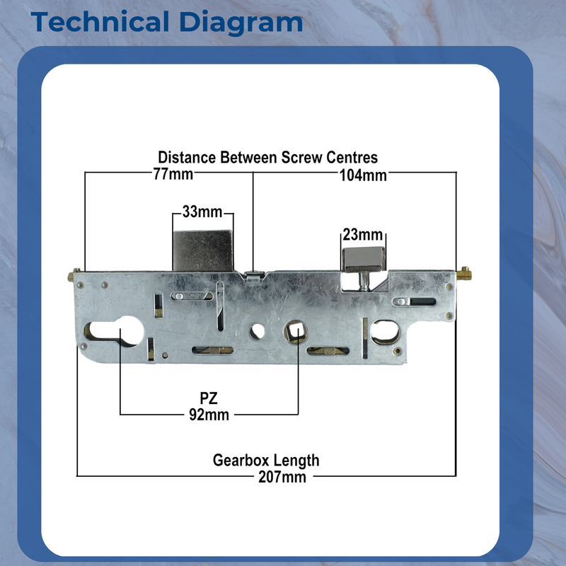 GU Gearbox Door Lock Centre Case Old Style Replacement uPVC Mechanism 35mm