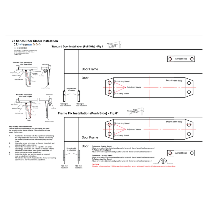 Size 3 Overhead Door Closer With Cover Fire Rated BS EN1634 Silver