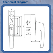 Roto Siegenia Si Aubi Alu500 Aluminium Tilt Turn Window Handle Replacement Fork & Blade