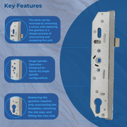 Genuine Mila Coldseal Upvc Door Lock Latch Only 25mm 28mm 35mm Multi Point Gearbox