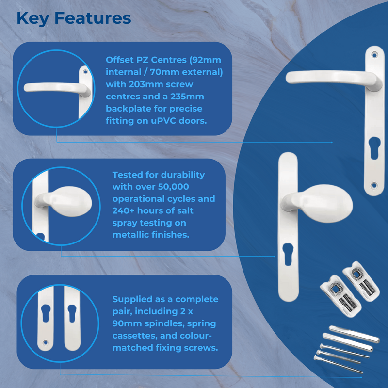 Offset Lever Pad uPVC Multipoint Door Handles – 92/70mm PZ, Sprung, 20 ...
