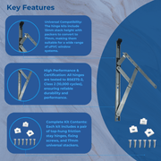 uPVC Universal Window Hinge Kit Double Glazing Friction Stay PVC 13mm 17mm Stack 8 10 12 16 20 24 inch
