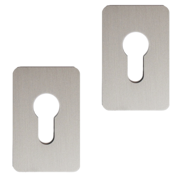Euro Escutcheon Plate - Stick On - 70mm x 45mm Gold Brushed Silver