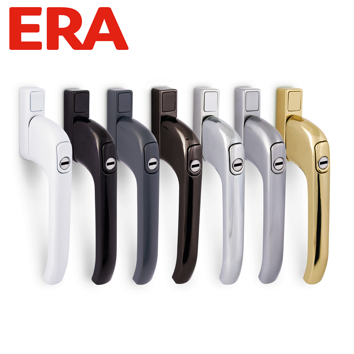 ERA Right Hand Lockable UPVC Window Handle - Key Lock, Push Button, 40mm Spindle For Double Glazing