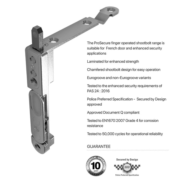 ProSecure Finger Operated Shootbolt for Upvc French Doors Universal Pair