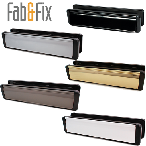 Fab Fix Nu Mail Edge 12" Inch Sprung Letter Box Plate UPVC Wooden Doors