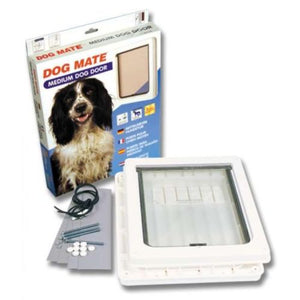 Dog Mate Pet Dog Door Flap Dogs & Cats Medium White 215 215W Flap size 26 x 22cm