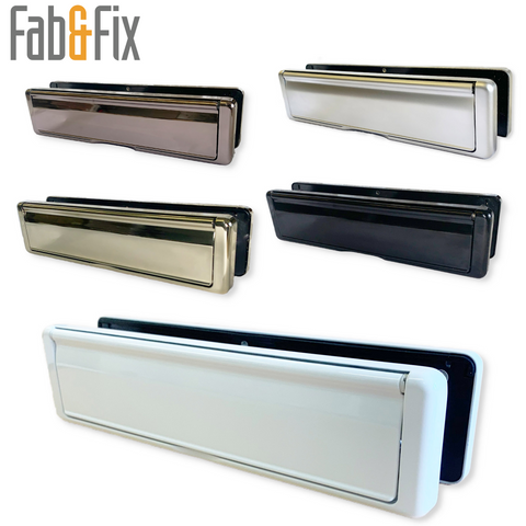 Fab Fix Nu Mail Heavy Duty 12" Inch Sprung Letter Box Plate UPVC Wooden Doors