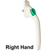 White With Green Button Cranked 40mm Spindle UPVC Window Handle Espag None Lock Left or Right