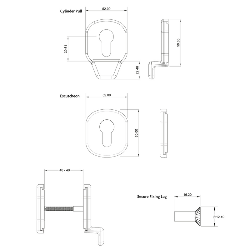 Fab Fix High Quality Various Finish Euro Door Cylinder Pull