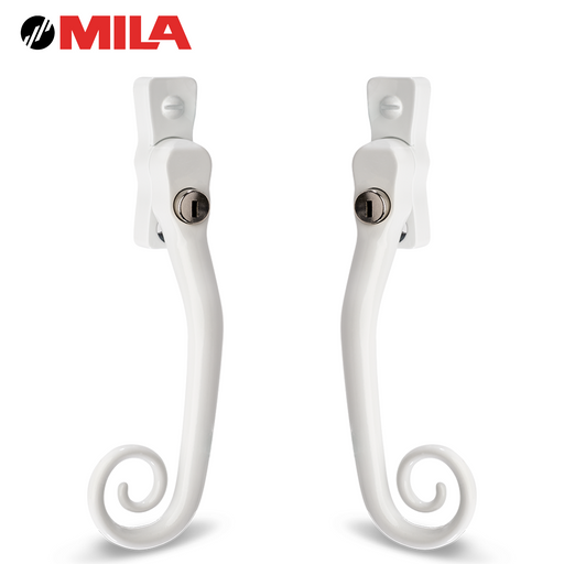 MILA Heritage Monkey Tail Window Espag Handle White 40mm Spindle Handed