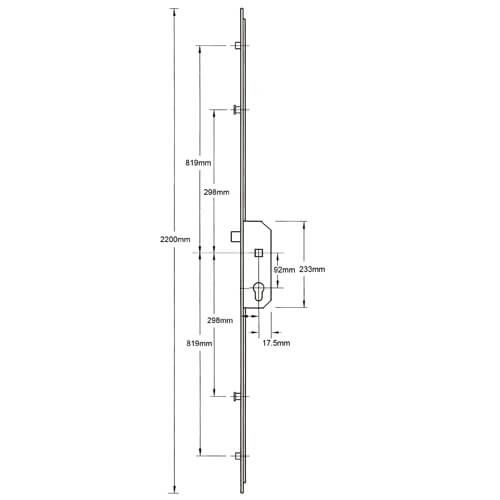 Mila Latch 2 Rollers 2 Mushrooms Lift Lever 35mm Backset