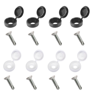 8 Car Number Plate Fixing Fitting Kit Self Tapping Screws and Snap Caps