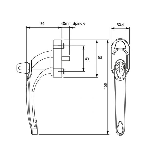 Tilt and Turn Upvc Window Handle Locking High Quality Maxim Tilt Safe 40mm Spindle