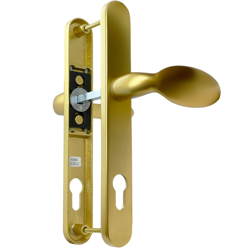 Mila Anodised Gold Door Handle Inline Lever / Pad Sprung 92mm PZ Double Glazing Pair Set PVC