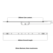 Universal Window Repair Kit Inline Espagnolette 20mm Backset 8mm mushrooms Keeps + Screw Included