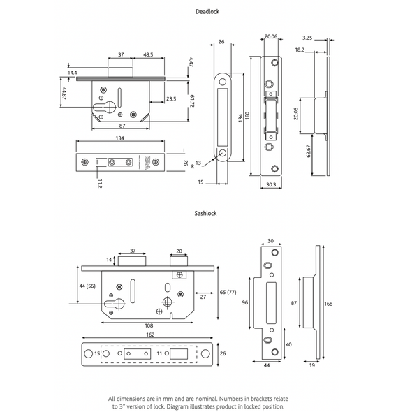 ERA Security Mortice Euro Sash Lock Deadlock 3 inch 76mm