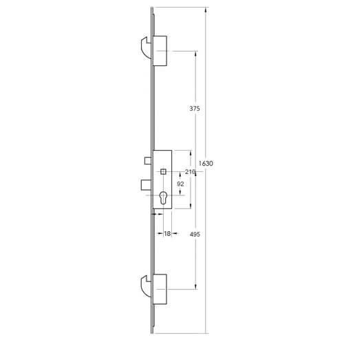 Maco Latch Deadbolt 4 Mushrooms Lift Lever 35mm Backset