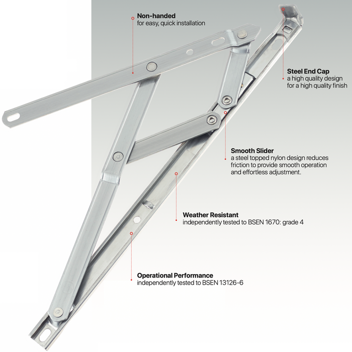 uPVC Universal Window Hinge Kit Double Glazing Friction Stay PVC 13mm 17mm Stack 12 16 24 inch High Quality Non Handed Stainless Steel