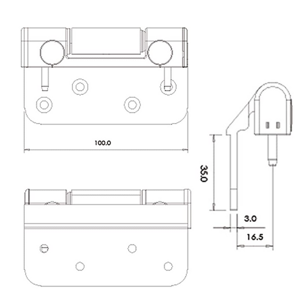 White Era Laird Challenger 3D Butt Rebate Door Hinge for Timber Composite Doors