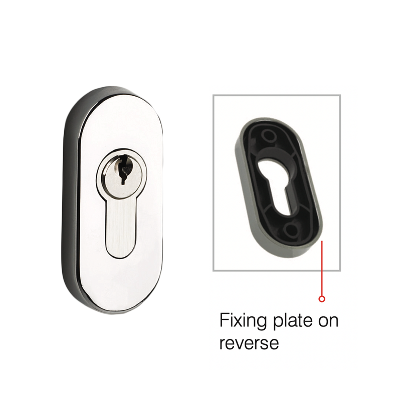 Mila Escutcheon Patio Door Euro Cylinder Cover Plate White Gold Chrome