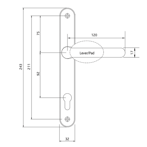 INGENIOUS Lever Pad UPVC Door Handle Inline Lever / Pad Sprung 92mm PZ Double Glazing Pair Set PVC 211mm Screws