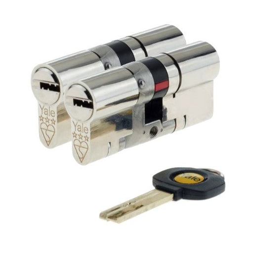 Yale 3* Keyed Pair Yale Platinum Keyed Alike Euro Cylinder UPVC Door Lock Anti Snap 3 Star