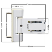White UPVC Door Flag Hinge Double Glazing Paddock Neon 3d Hinge by Yale