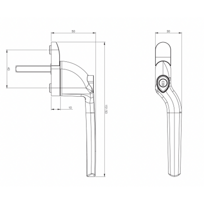 uPVC Universal Window Handle Cranked Double Glazing Locking Espag Replacement