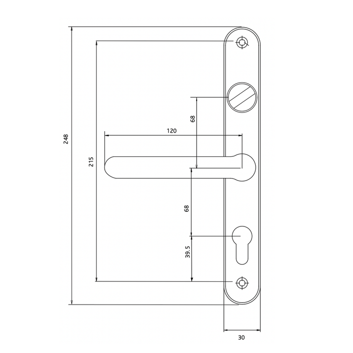 Fab Fix Door Handle Farnham Sprung Inline Lever Lever 68mm Door Handle Snib