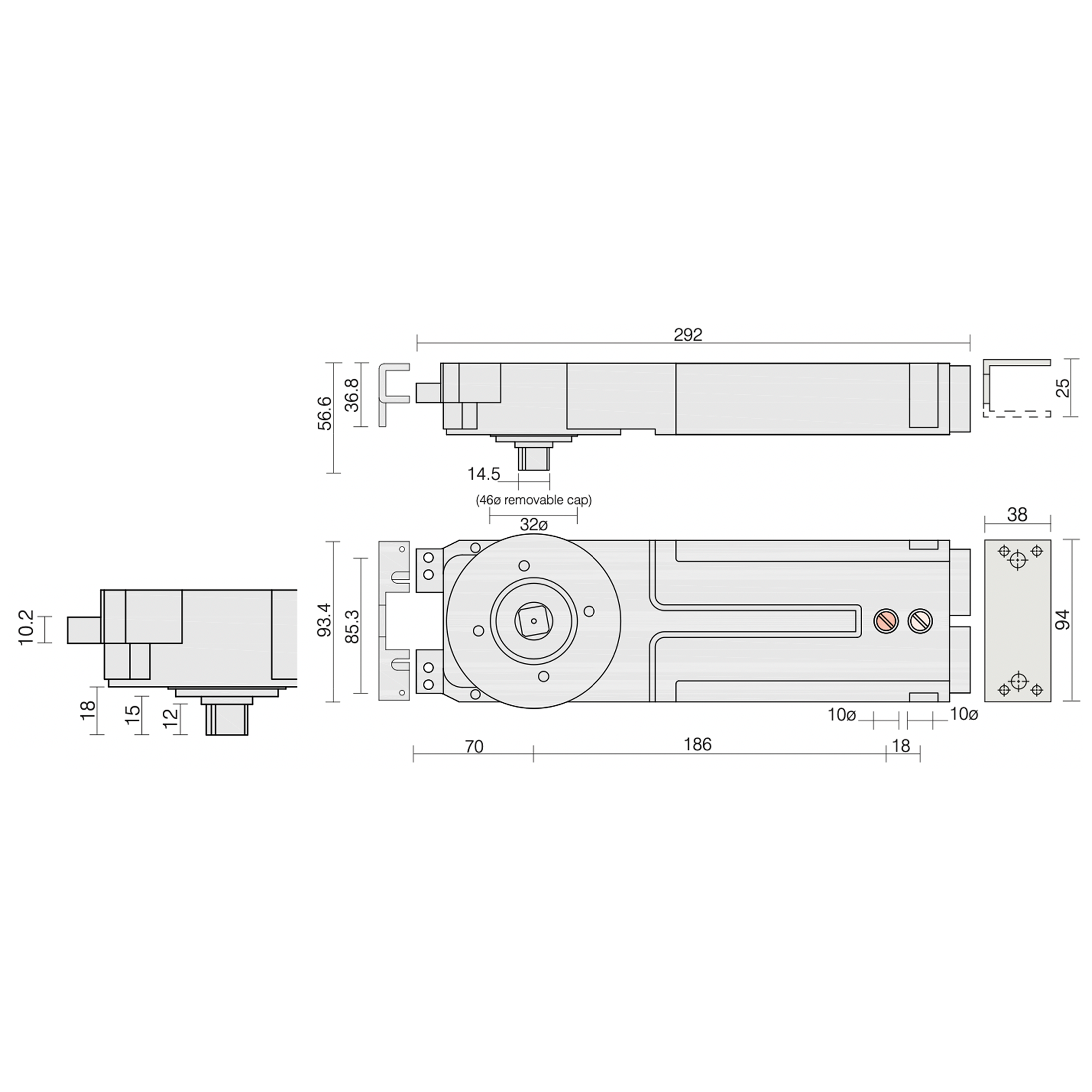 Axim Concealed Overhead Transom Closer TC-9900-ADJ Series — UPVCSTORE